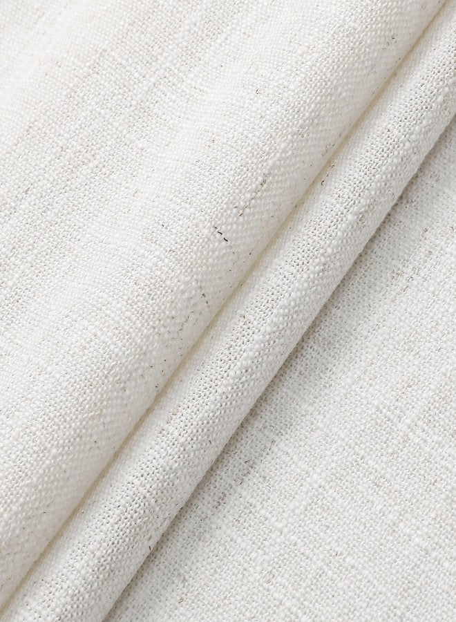 Randall Cream White Linen Semi Sheer Curtain Panels 95 Inches Long with Grommet Top Rustic Farmhouse Window Treatment Drapery for Bedroom Living Room, 54"x95"x2, Cream White/Linen - Image 3
