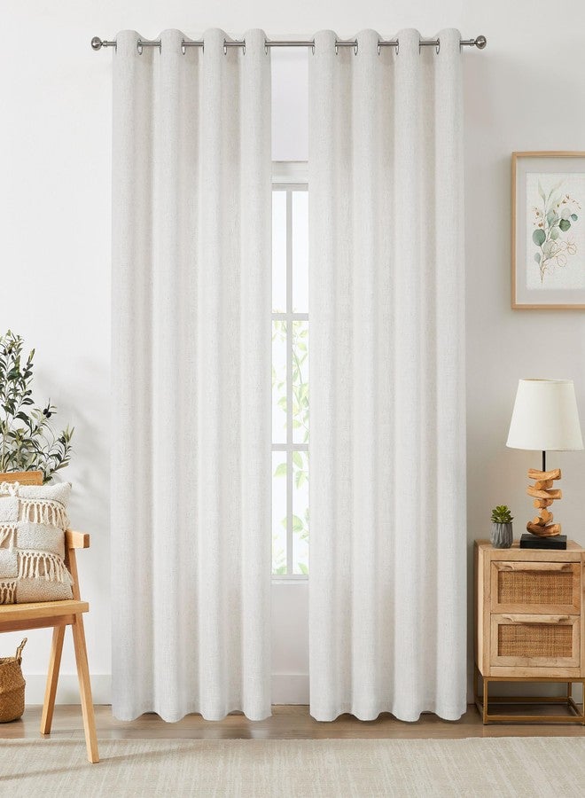 Randall Cream White Linen Semi Sheer Curtain Panels 95 Inches Long with Grommet Top Rustic Farmhouse Window Treatment Drapery for Bedroom Living Room, 54"x95"x2, Cream White/Linen - Image 1