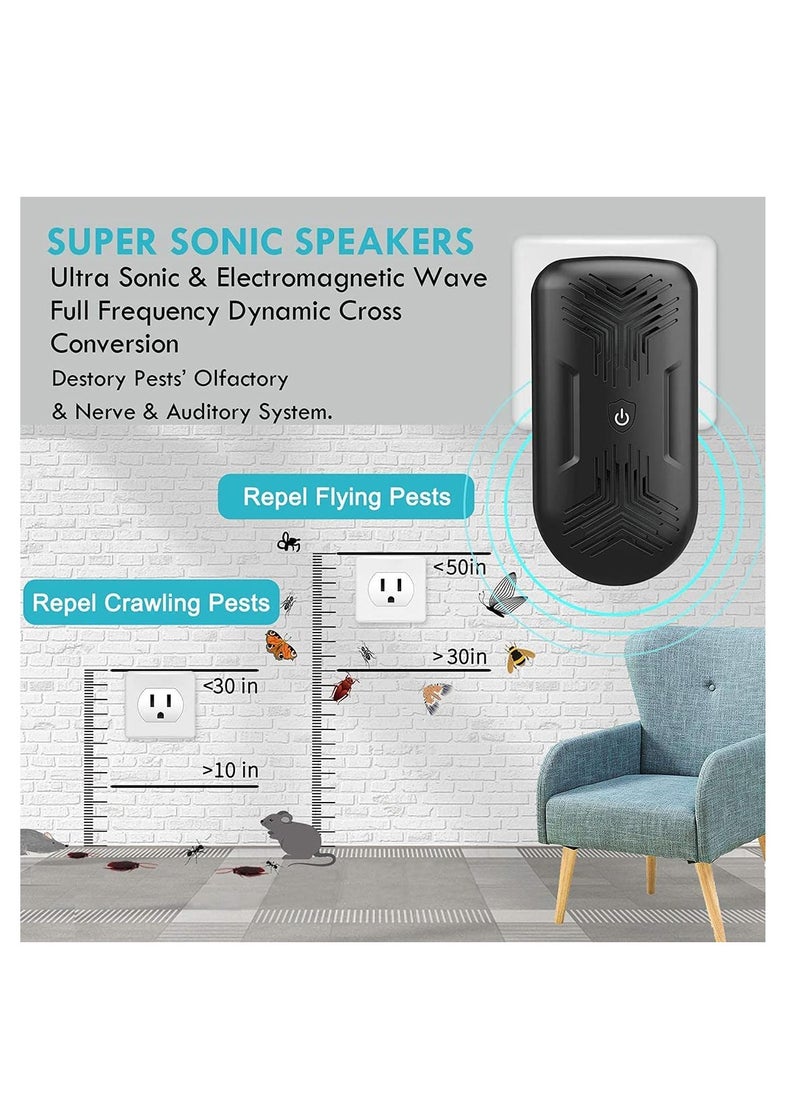 Ultrasonic Pest Repeller - 【2020 Upgrade】 Plug in Mouse Deterrent, Mouse u0026 Rat Repellent, 8W Ultra Sonic Speaker, Indoor Pest Repeller for Rat, Mouse, Spider, Fly, Cockroach, Mosquito (Black)