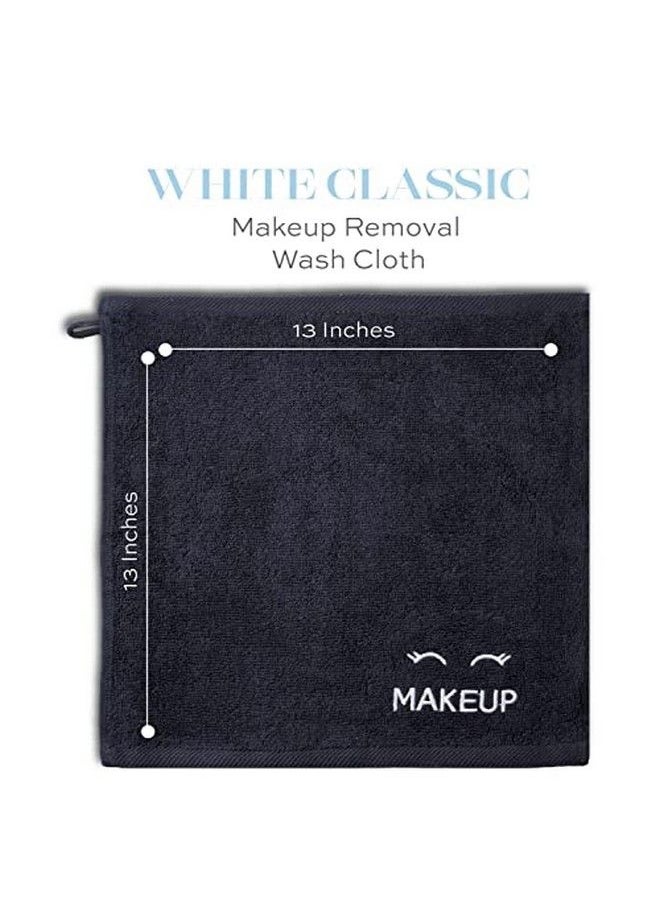 White Classic Bleach Safe Black Makeup Towels | Luxury Ultra Soft Cotton Face Washcloths Make Up Removal | 6 Pack  - Image 3