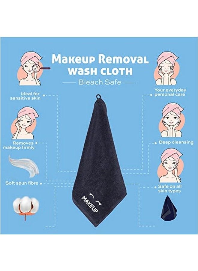 White Classic Bleach Safe Black Makeup Towels | Luxury Ultra Soft Cotton Face Washcloths Make Up Removal | 6 Pack  - Image 5