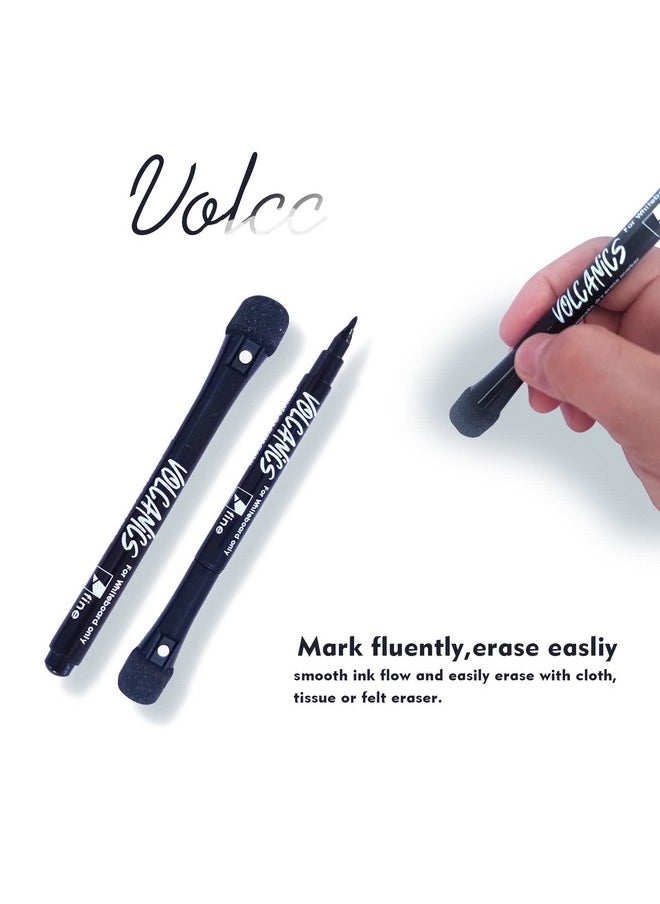 Volcanics Magnetic Whiteboard Markers - 12 Count Black Fine Tip Dry Erase Markers With Eraser For Kids, Low Odor Thin Markers For Calendar Boards  - Image 5