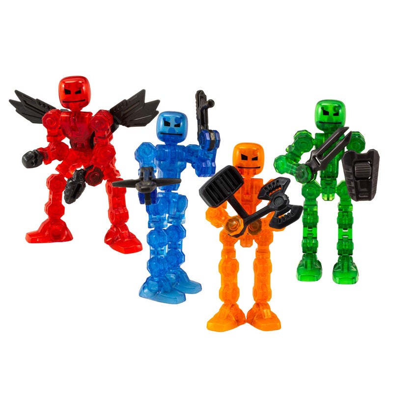 Zing Klikbot, Complete Set of 4 Poseable Action Figures with Weapons, Translucent, Create Stop Motion Animation, for Ages 6 and Up (Series 1 Heroes) - Image 1