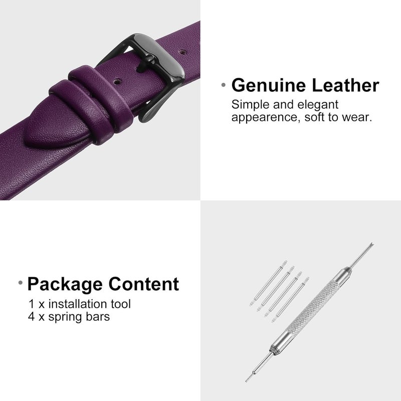 QUARKZMAN Leather Watch Strap Watch Leather Strap Watch Straps Flat Thin Elegant Leather Watch Strap Buckle for Smartwatch Men Women Men Women - Image 3