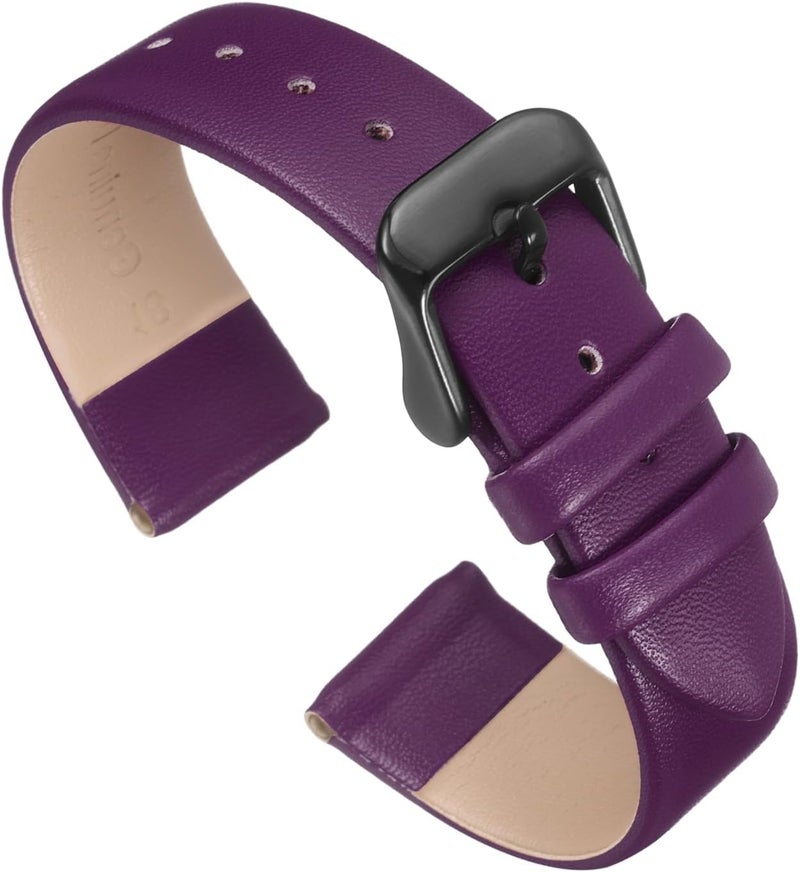 QUARKZMAN Leather Watch Strap Watch Leather Strap Watch Straps Flat Thin Elegant Leather Watch Strap Buckle for Smartwatch Men Women Men Women - Image 1