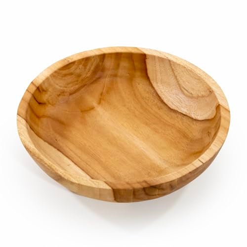 ANDALUCA Rustic Teak 11 inch Wood Hand Carved Organic Bowl (11"-12" Diameter) - Image 1