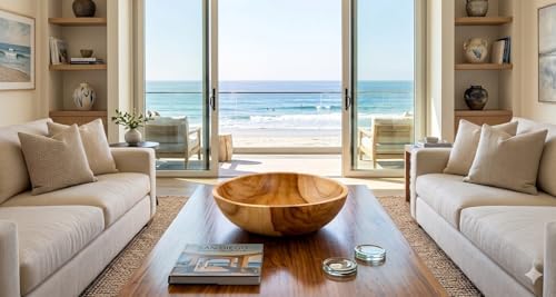 ANDALUCA Rustic Teak 11 inch Wood Hand Carved Organic Bowl (11"-12" Diameter) - Image 3