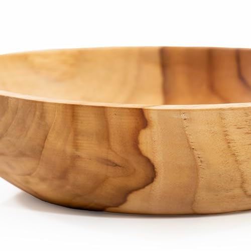 ANDALUCA Rustic Teak 11 inch Wood Hand Carved Organic Bowl (11"-12" Diameter) - Image 5