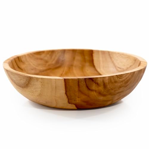 ANDALUCA Rustic Teak 11 inch Wood Hand Carved Organic Bowl (11"-12" Diameter) - Image 2