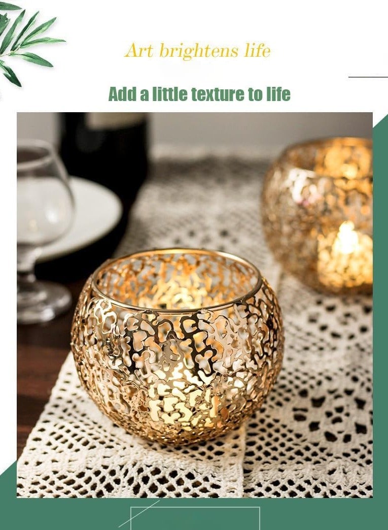 ARNOTEC Ramadan Modern Electroplated Metal Candle Holder, Decorative Iron Tealight Lantern with Hollow Geometric Sphere Design, Romantic Light & Shadow Tabletop Decor for Home & Bedroom – Silver 11×11×9 cm - Image 3