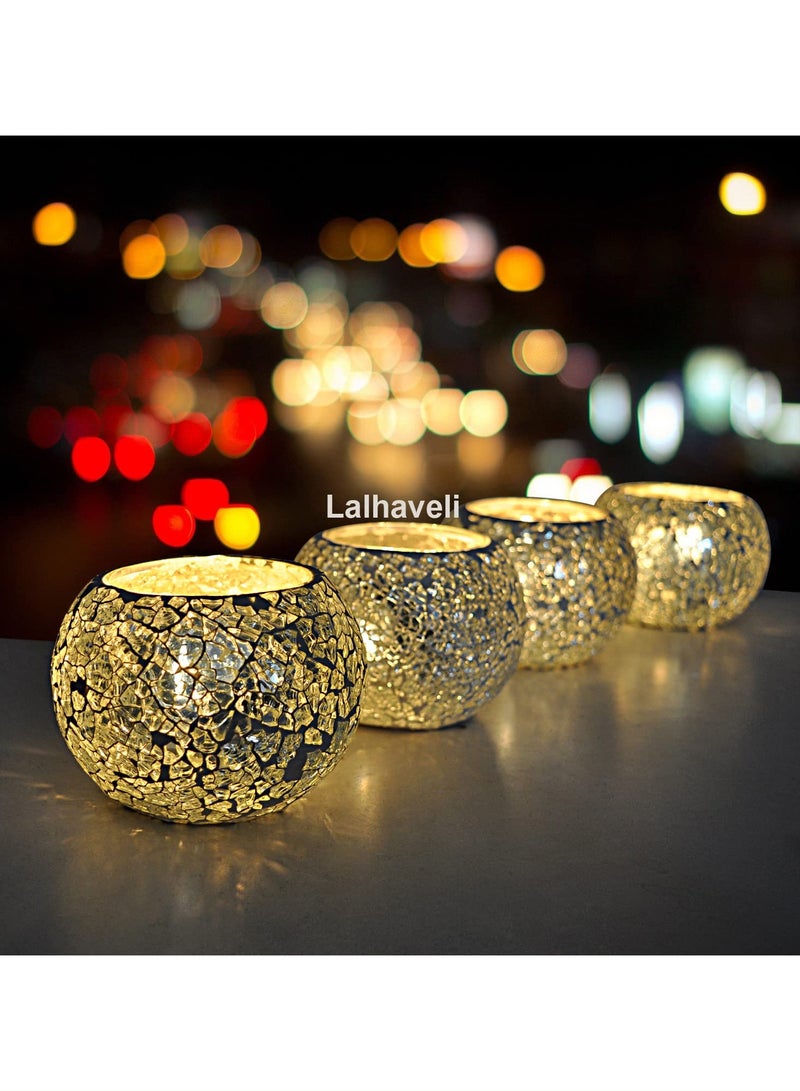 ARNOTEC Ramadan Modern Electroplated Metal Candle Holder, Decorative Iron Tealight Lantern with Hollow Geometric Sphere Design, Romantic Light & Shadow Tabletop Decor for Home & Bedroom – Silver 11×11×9 cm - Image 2