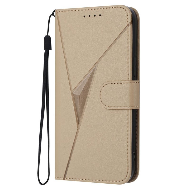 HuHa Case Cover For Infinix Hot 60 4G / Hot 60i 4G Triangle Pattern Buckle Clasp Leather Phone Case(Gold) - Image 2