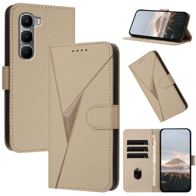 HuHa Case Cover For Infinix Hot 60 4G / Hot 60i 4G Triangle Pattern Buckle Clasp Leather Phone Case(Gold) - Image 1