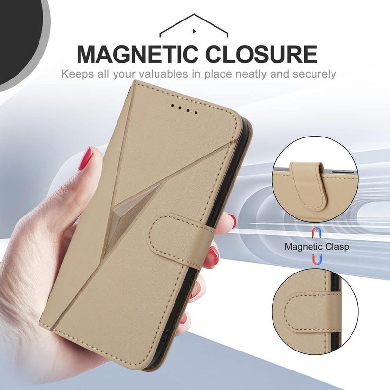 HuHa Case Cover For Infinix Hot 60 4G / Hot 60i 4G Triangle Pattern Buckle Clasp Leather Phone Case(Gold) - Image 5