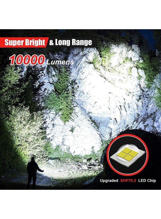 Outdoor Lumen Flashlight, XHP70.2 Rechargeable LED Flashlight, IP67 Waterproof Zoomable Tactical - Image 2