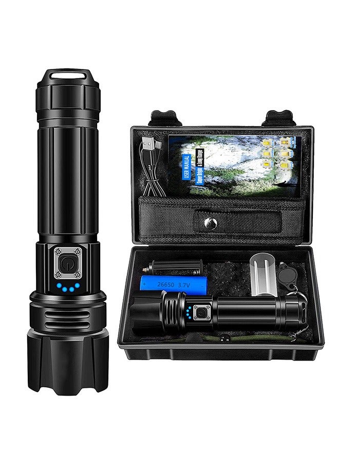 Outdoor Lumen Flashlight, XHP70.2 Rechargeable LED Flashlight, IP67 Waterproof Zoomable Tactical - Image 1