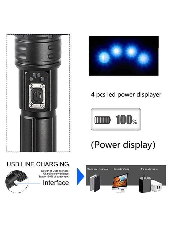 Outdoor Lumen Flashlight, XHP70.2 Rechargeable LED Flashlight, IP67 Waterproof Zoomable Tactical - Image 3