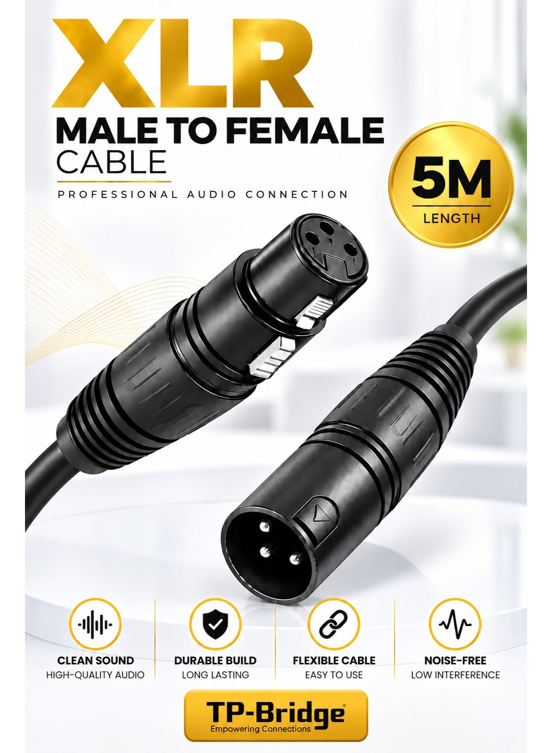 تي بي بريدج TP-BRIDGE Xlr Cable Male To Female 5m xlr 5 M