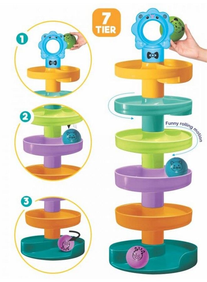 Magicwand Plastic Ball Drop Rolling & Swirling Cat Spiral Fun Tower Ramp For Baby And Toddlers Educational Toy【Made In India】【3 Yrs & Up】【Pack Of 1】【Multicolored】 - Image 4