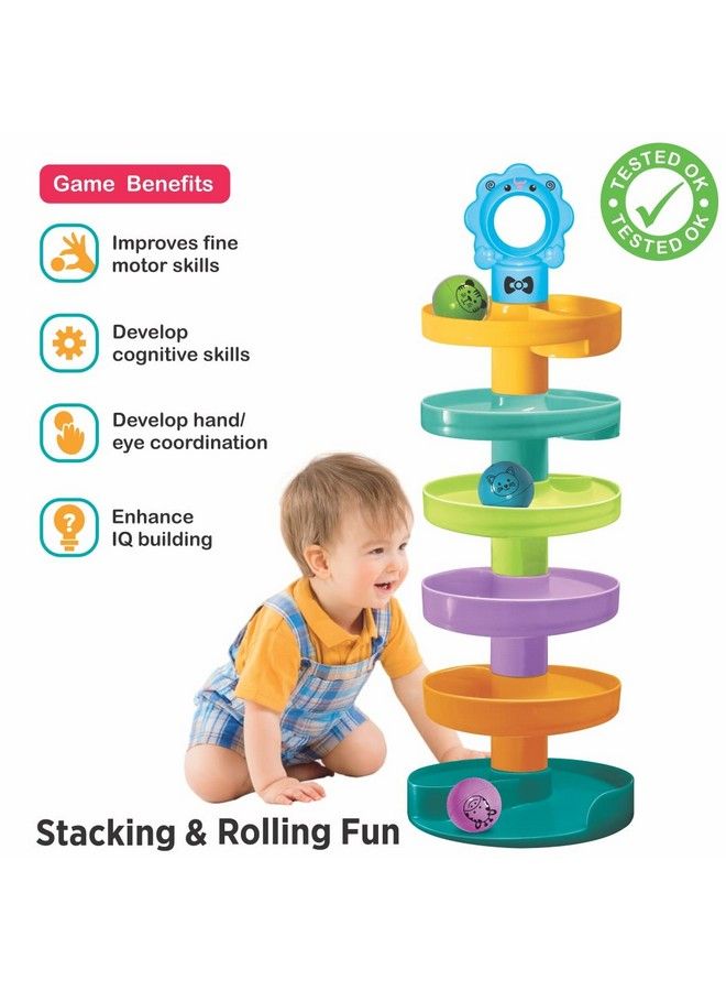 Magicwand Plastic Ball Drop Rolling & Swirling Cat Spiral Fun Tower Ramp For Baby And Toddlers Educational Toy【Made In India】【3 Yrs & Up】【Pack Of 1】【Multicolored】 - Image 3