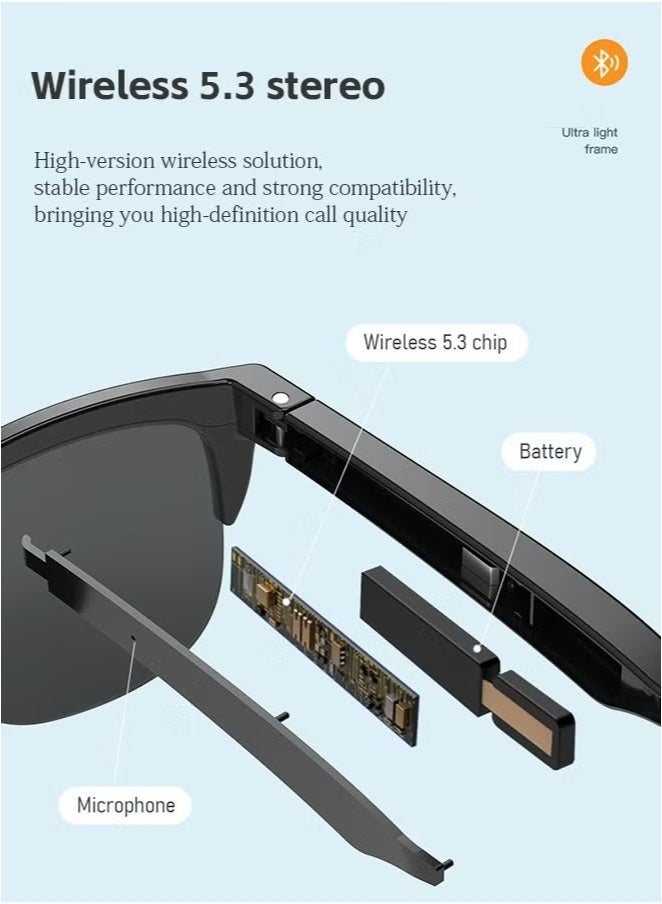 Generic Smart Glasses, Polarized Bluetooth Sunglasses, Built-in Mic & Speakers, Voice Assistant, UVProtection Audio Sun Glass  - Image 2