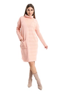 Women Long Wool Pullover With High Neck