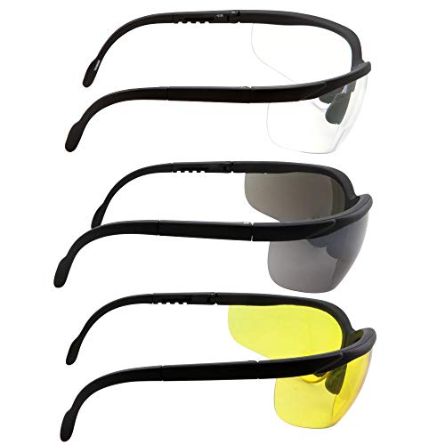 grinderPUNCH 3 Pairs Combo Bifocal Safety Reading Glasses - Assorted Colors Clear Black Yellow Lens - With Side Cover (Diopter +2.00) - Image 5