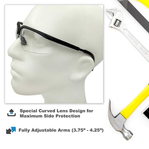 grinderPUNCH 3 Pairs Combo Bifocal Safety Reading Glasses - Assorted Colors Clear Black Yellow Lens - With Side Cover (Diopter +2.00) - Image 2