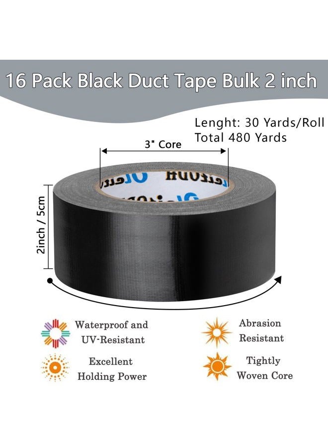 Oleitodh Pack of 16 Rolls of High Strength Black Adhesive Tape, 5 Cm X 27 M, Strong Adhesive Tape That Leaves No Residue, All Weather Resistant, Waterproof, Easy - Image 2