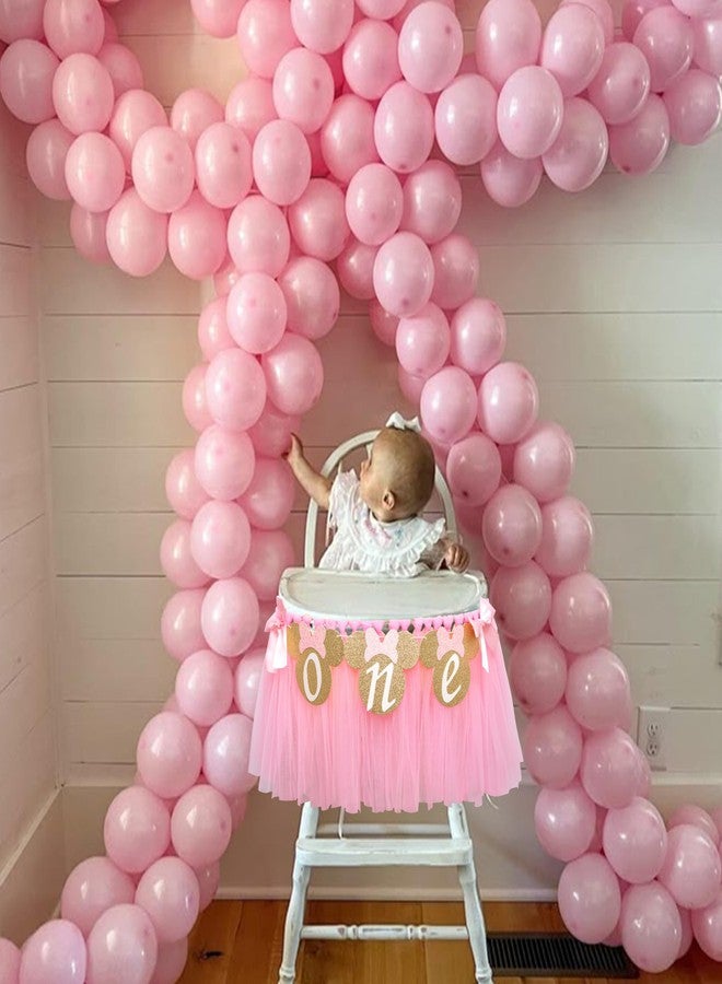 MUWEOL Mouse One High Chair Banner - Mouse Theme First Birthday Party Banner for Little Girls,Pink 1st Birthday Decoration Garland (pink mouse banner) - Image 3