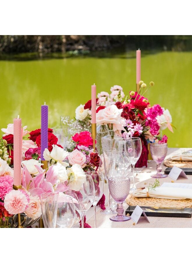 LAMAY 4PCS Beeswax Taper Candle, Drip-Proof Hand-Rolled, Great for Home, Holidays, Weddings, Women's Gifts (Pink Purple) - Image 5