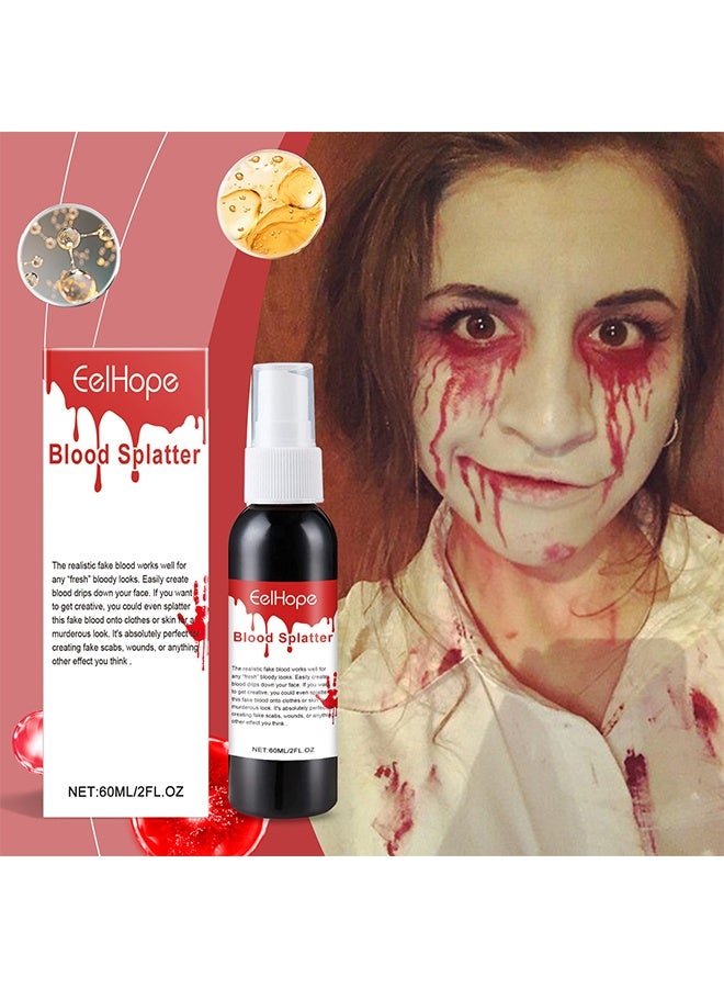 ثعبان البحر  مكياج رذاذ دم مزيف، تأثيرات واقعية دم مزيف قابل للغسل للجروح والملابس، دم مزيف سهل الجفاف لتساقط الدم من العيون والأنف، دم للمسلسلات التنكرية والزوومبي ومصاصي الدماء، 60 مل - Image 2