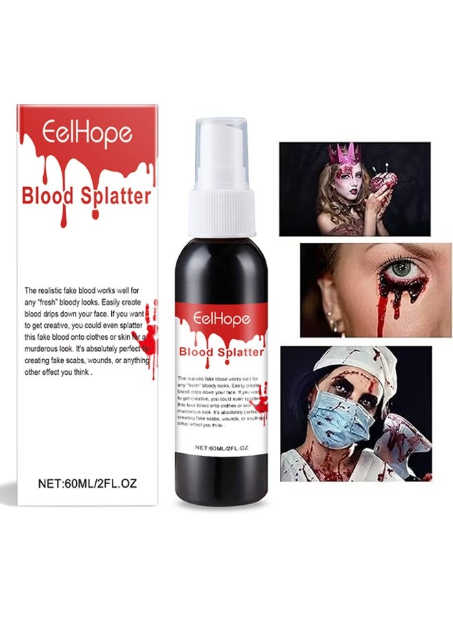 ثعبان البحر  مكياج رذاذ دم مزيف، تأثيرات واقعية دم مزيف قابل للغسل للجروح والملابس، دم مزيف سهل الجفاف لتساقط الدم من العيون والأنف، دم للمسلسلات التنكرية والزوومبي ومصاصي الدماء، 60 مل - Image 1