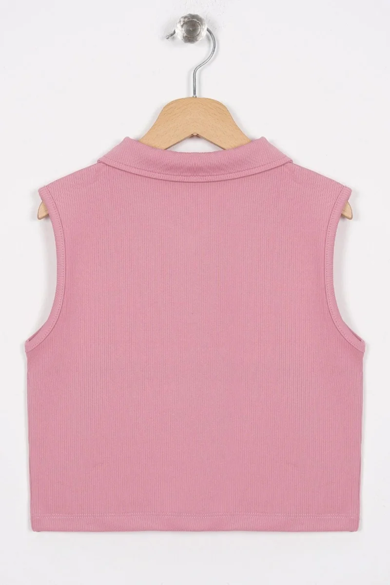 Zepkids Collar Detailed Dusty Rose Color Girl Crop