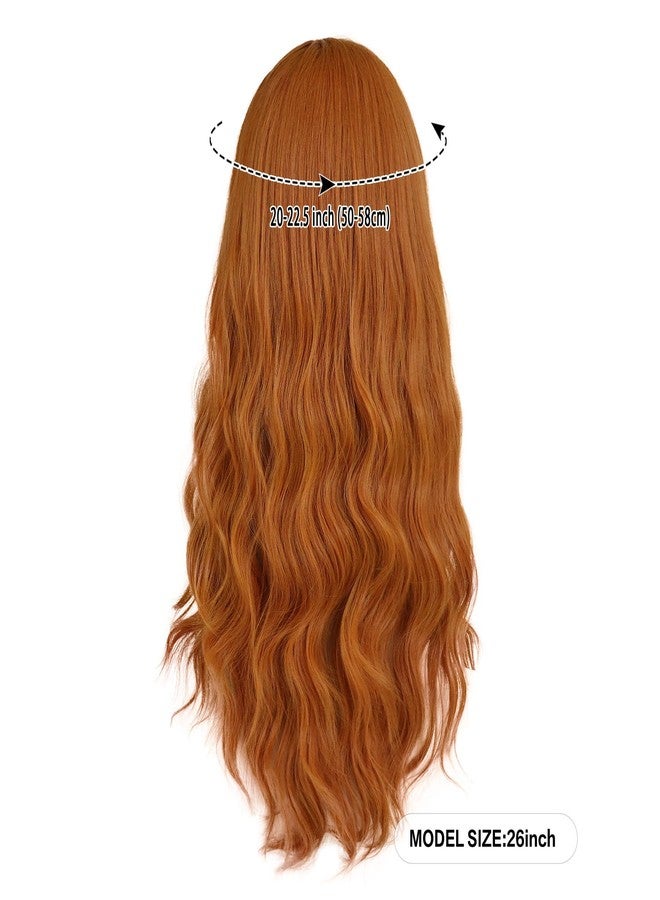 GNIMEGIL 26 Inch Long Orange Wigs for Women Synthetic Hair Curly Ginger Wig Water Wave Cosplay Wigs for Halloween Music Festival Drag Queen Costume - Image 2
