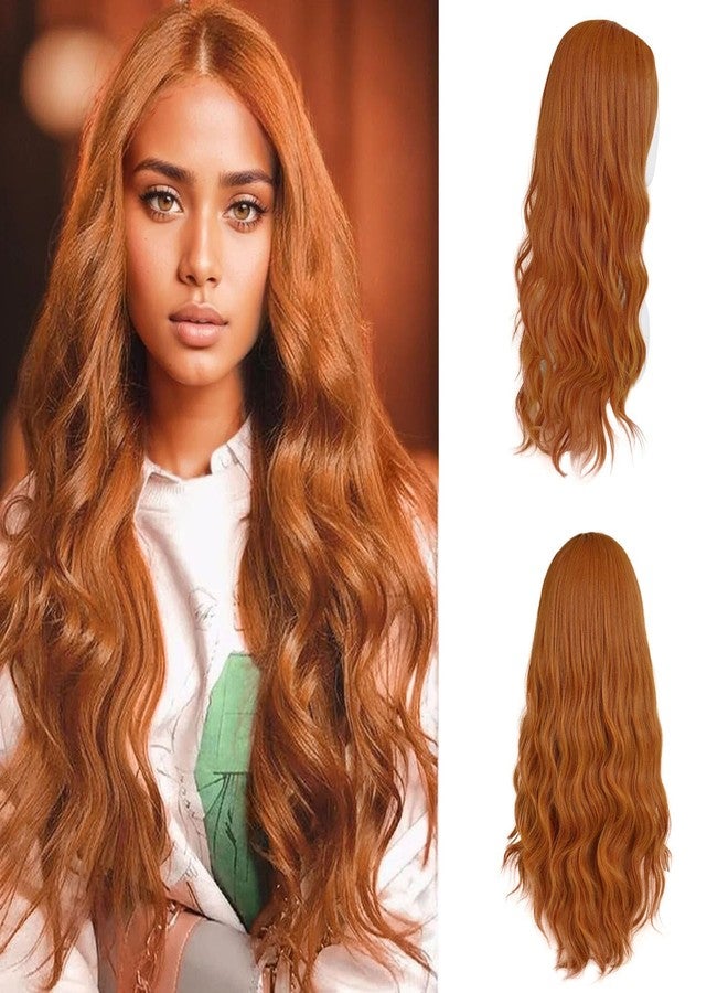 GNIMEGIL 26 Inch Long Orange Wigs for Women Synthetic Hair Curly Ginger Wig Water Wave Cosplay Wigs for Halloween Music Festival Drag Queen Costume - Image 1