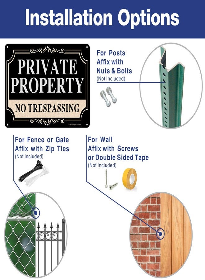 Faittoo 2 Pack No Trespassing Signs Private Property,10x7 Inch Rust Free Aluminum Metal Sign,Reflective,Fade Resistant,UV Protected,Weatherproof Up to 7 Years Indoor/Outdoor Use - Image 3