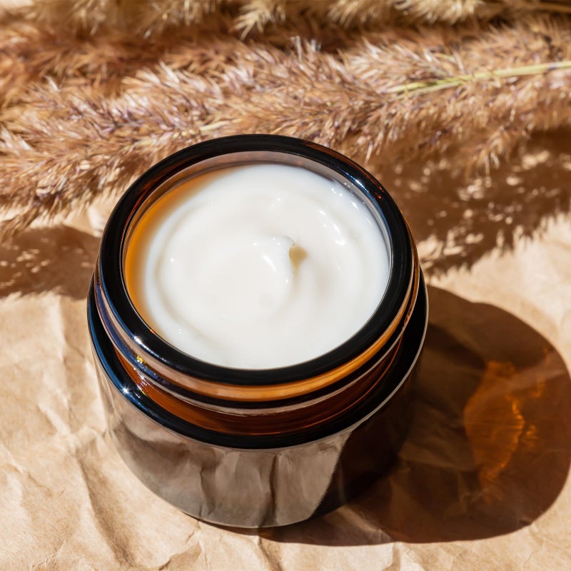 Over News OverNews 1oz Amber Glass Jar, Empty Cosmetic Lotion Containers,with Inner Liners,Black Lid, Spatula - Image 4