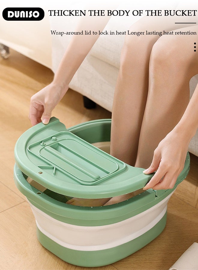 DUNISO Collapsible Foot Soak Tub Foldable Foot Bath Tub With Cover Large Capacity Foot Washing Basin Portable Foot Bath Basin for Soaking Feet Storable Plastic Foot Soaking Tub for At Home Relax Foot Spa Treatment  - Image 3