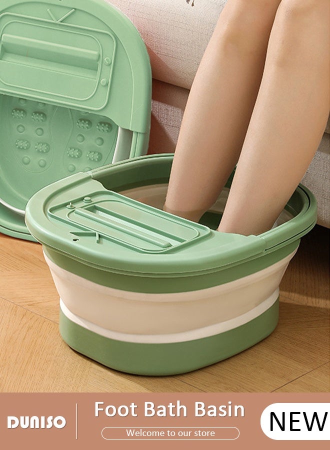 DUNISO Collapsible Foot Soak Tub Foldable Foot Bath Tub With Cover Large Capacity Foot Washing Basin Portable Foot Bath Basin for Soaking Feet Storable Plastic Foot Soaking Tub for At Home Relax Foot Spa Treatment  - Image 1