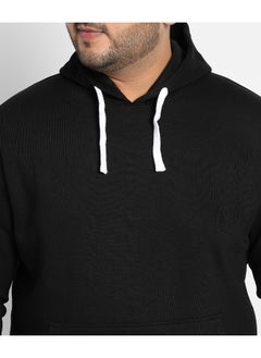 Instafab Plus Instafab Plus Men's Black Pullover Hoodie With Contrast Drawstring  - Image 3