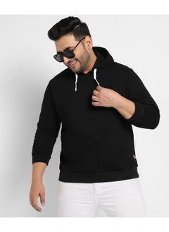 Instafab Plus Instafab Plus Men's Black Pullover Hoodie With Contrast Drawstring  - Image 5