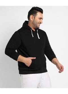 Instafab Plus Instafab Plus Men's Black Pullover Hoodie With Contrast Drawstring  - Image 4