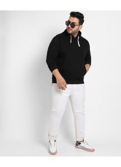 Instafab Plus Instafab Plus Men's Black Pullover Hoodie With Contrast Drawstring  - Image 2