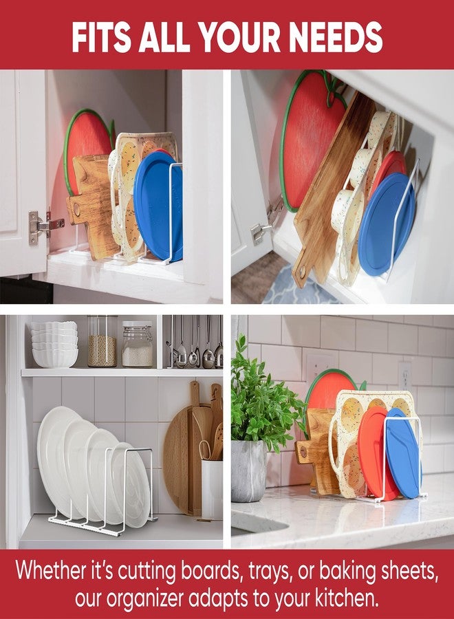 Better Houseware Pot Pan Organizer Under Cabinet Pot Lid Organizer Pan Organizers Inside Cabinet, Adjustable Cutting Board Organizer, Pots and Pans Organizer for Cabinet Storage, 4 Divided Slots - Image 3