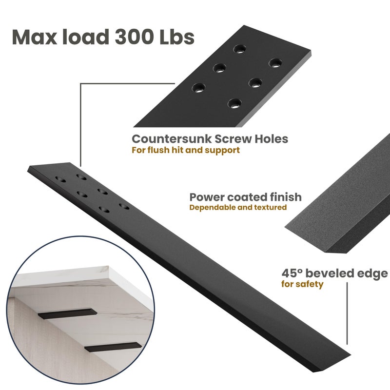 BATODA 12"" Countertop Support Brackets (4 pcs) for Granite - Heavy Duty L Shelf Bracket - Wall Mounted Support for DIY Open Shelving - Knee Wall Support - Mounting Hardware Included ( Pack 4 ) - Image 2