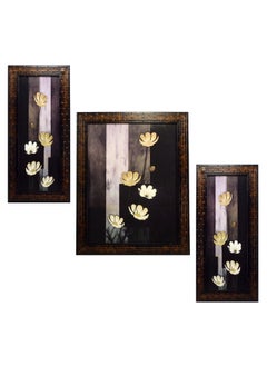 Indianara Indianara 3 PC Set of Floral Paintings 1110 Without Glass 52 X 125 95 X 125 52 X 125 INCH  - Image 1