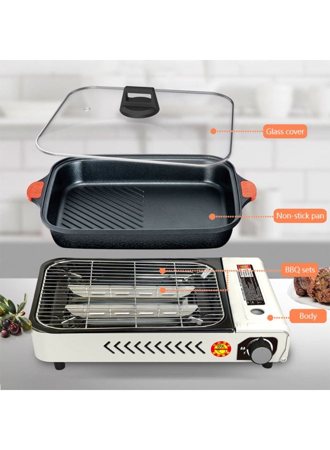 Tradeo Multi-Purpose Tabletop Gas Grill with Non-Stick Roasting Pan & Glass Lid – Portable BBQ Cooker - Image 3