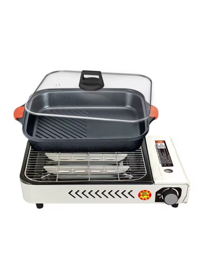 Tradeo Multi-Purpose Tabletop Gas Grill with Non-Stick Roasting Pan & Glass Lid – Portable BBQ Cooker - Image 2