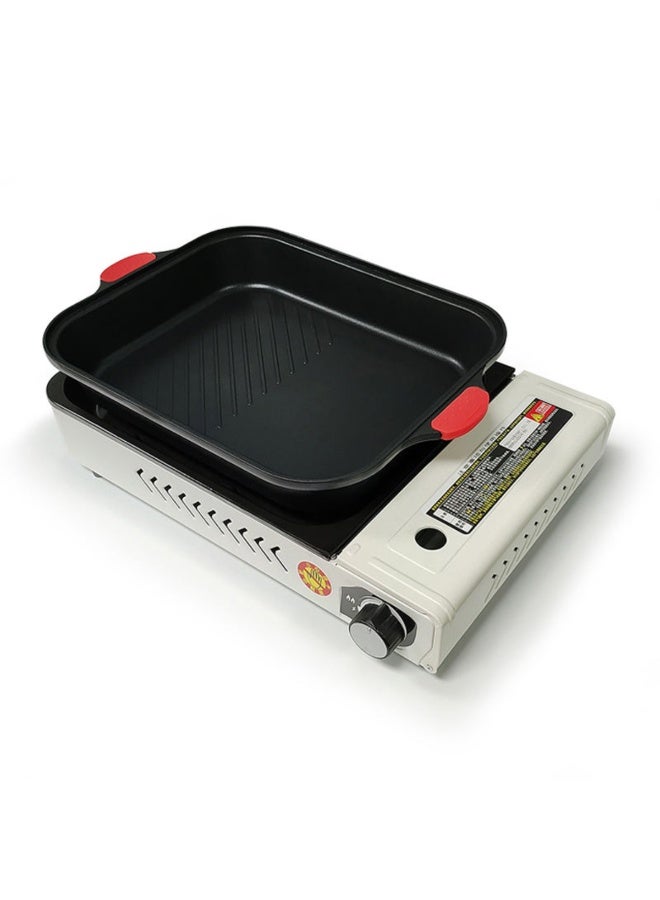 Tradeo Multi-Purpose Tabletop Gas Grill with Non-Stick Roasting Pan & Glass Lid – Portable BBQ Cooker - Image 5